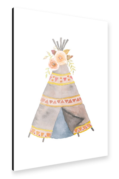Alu-Dibond "Watercolor Tepee" 30x20 cm artboxONE