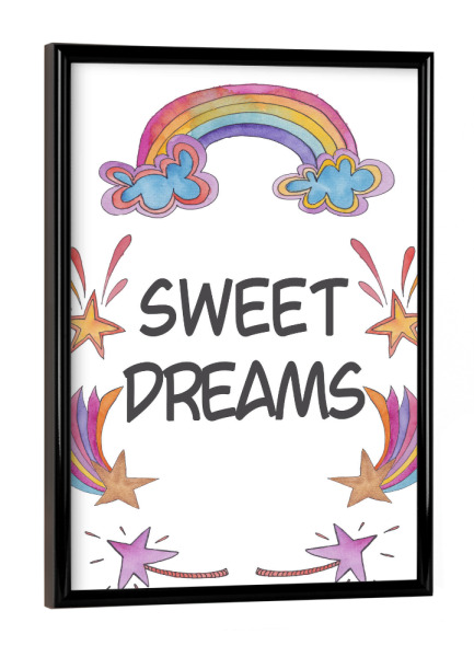 Poster mit schwarzem Rahmen "Sweet Dreams" artboxONE - Für Kinder,Schwarzweiß