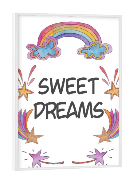 Poster mit weißem Rahmen "Sweet Dreams" artboxONE - Für Kinder,Schwarzweiß
