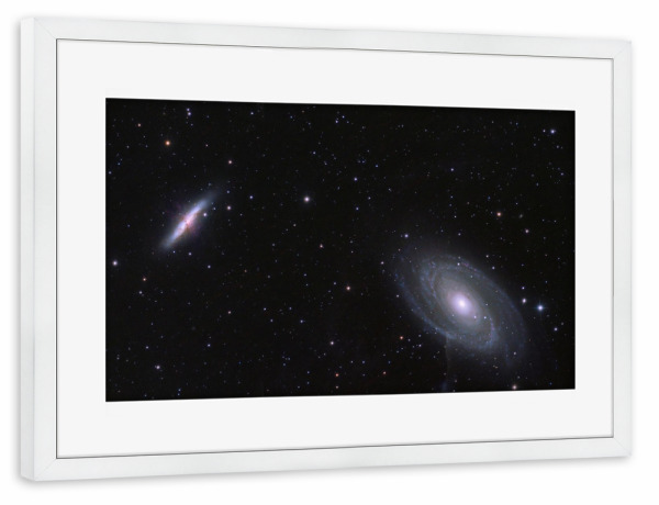 Poster mit Rahmen weiß "Bodes Galaxien" artboxONE - Natur,Fiktion,Galaxy