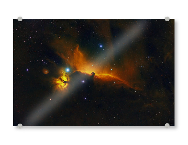Acrylglasbild "Flammen- und Pferdekopfnebel in den Farben der Hubble-Palette" artboxONE - Natur,Fiktion