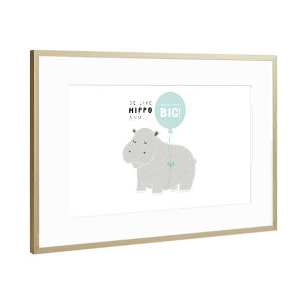 Poster mit Rahmen Gold "Dream BIG!" artboxONE - Für Kinder,Tiere