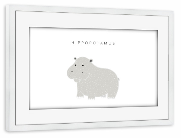 Poster mit Rahmen weiß "HIPPOPOTAMUS" artboxONE - Natur,Für Kinder,Tiere