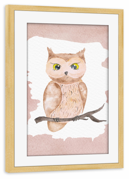 Poster mit Rahmen kiefer "Owl Art" artboxONE - Für Kinder,Schwarzweiß