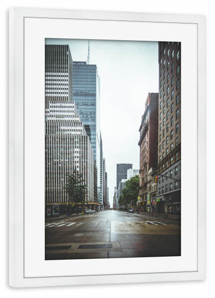 Poster mit Rahmen weiß "Empty Streets in New York" artboxONE - Städte,Städte / New York