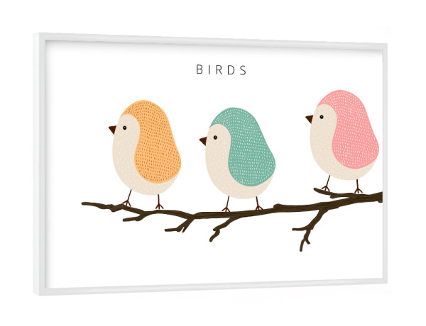 Poster mit weißem Rahmen "BIRDS" artboxONE - Für Kinder,Tiere
