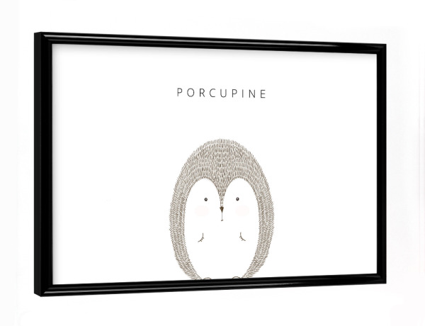 Poster mit schwarzem Rahmen "PORCUPINE" artboxONE - Für Kinder,Tiere