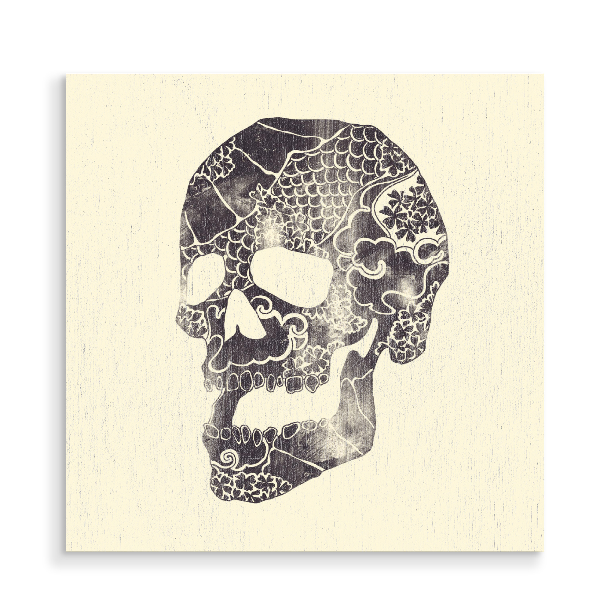 Holzbild "Ancestors" artboxONE - Menschen,Fiktion - Schädel,Vorfahren,Anatomie,Totenkopf,Pirat,Sukar schädel,Mexiko,Zentangle,Muster,Boho
