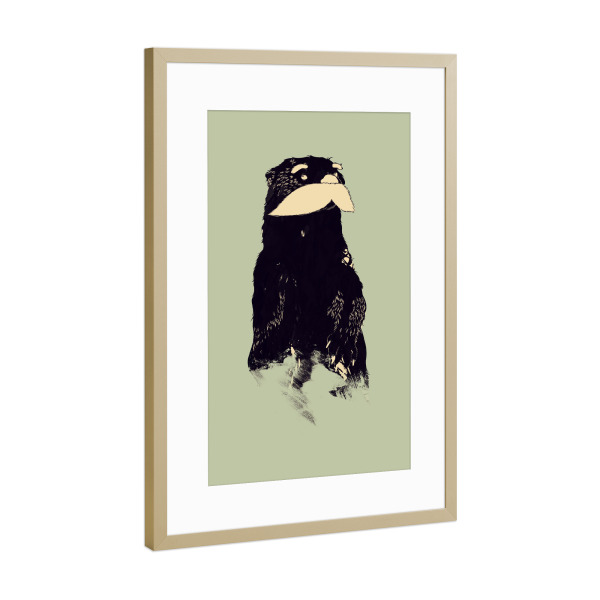 Poster mit Rahmen Gold "An Other Moustache" artboxONE - Tiere - Schnurrbart,Tiere,Schnäuzer,Otter,Otten,Bieber,Hipster,Bart,Movember