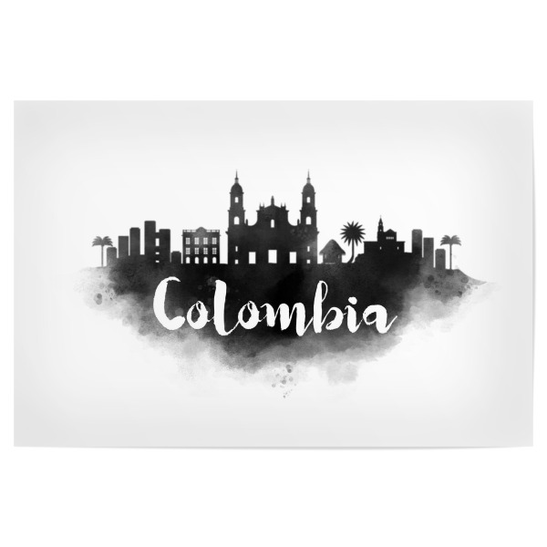 Poster 30x20 cm "Watercolor Colombia City Skyline" artboxONE - Städte - Watercolor,Colombia,City,Skyline,Water,Color