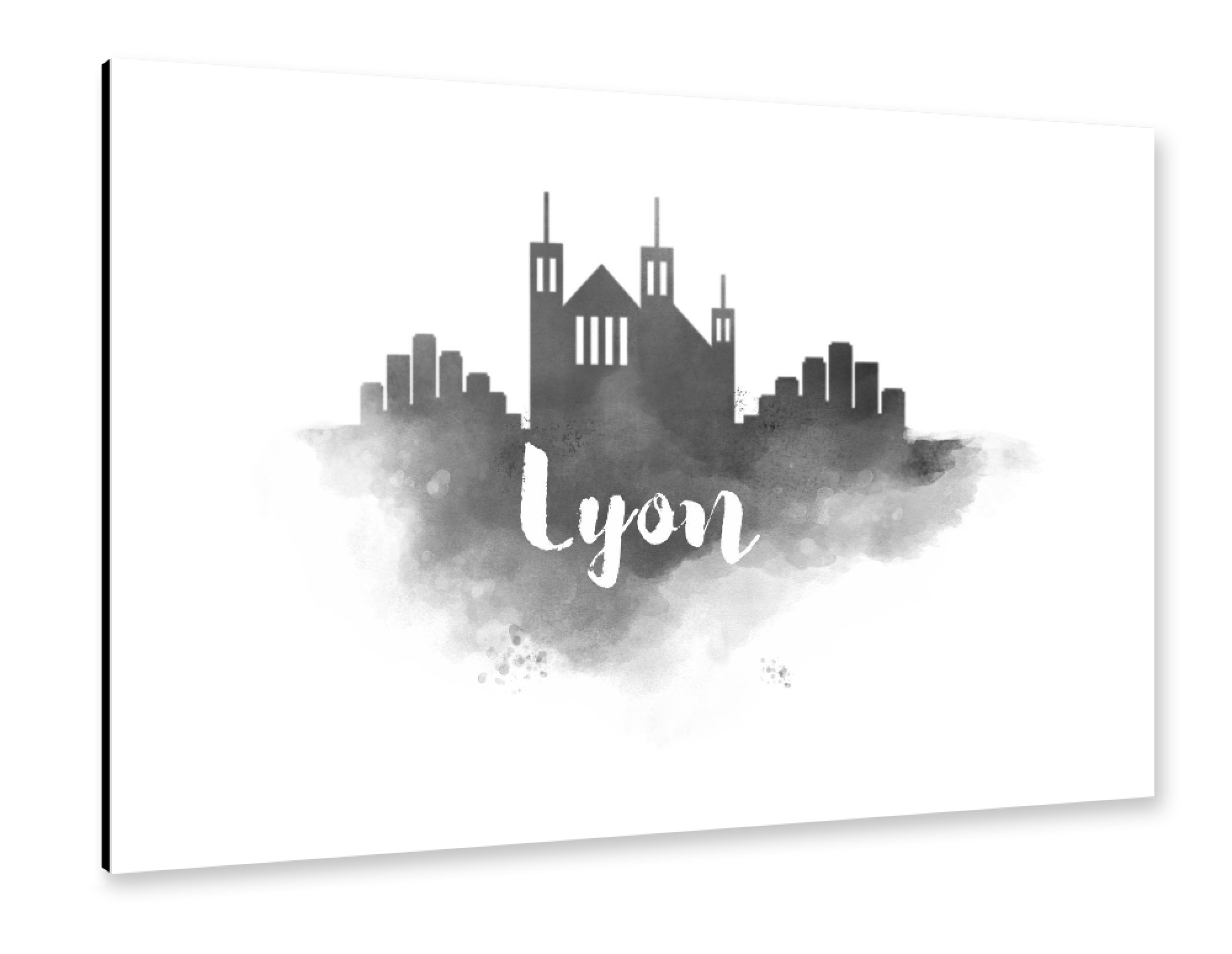 Alu-Dibond "Watercolor Lyon City Skyline" 75x50 cm artboxONE