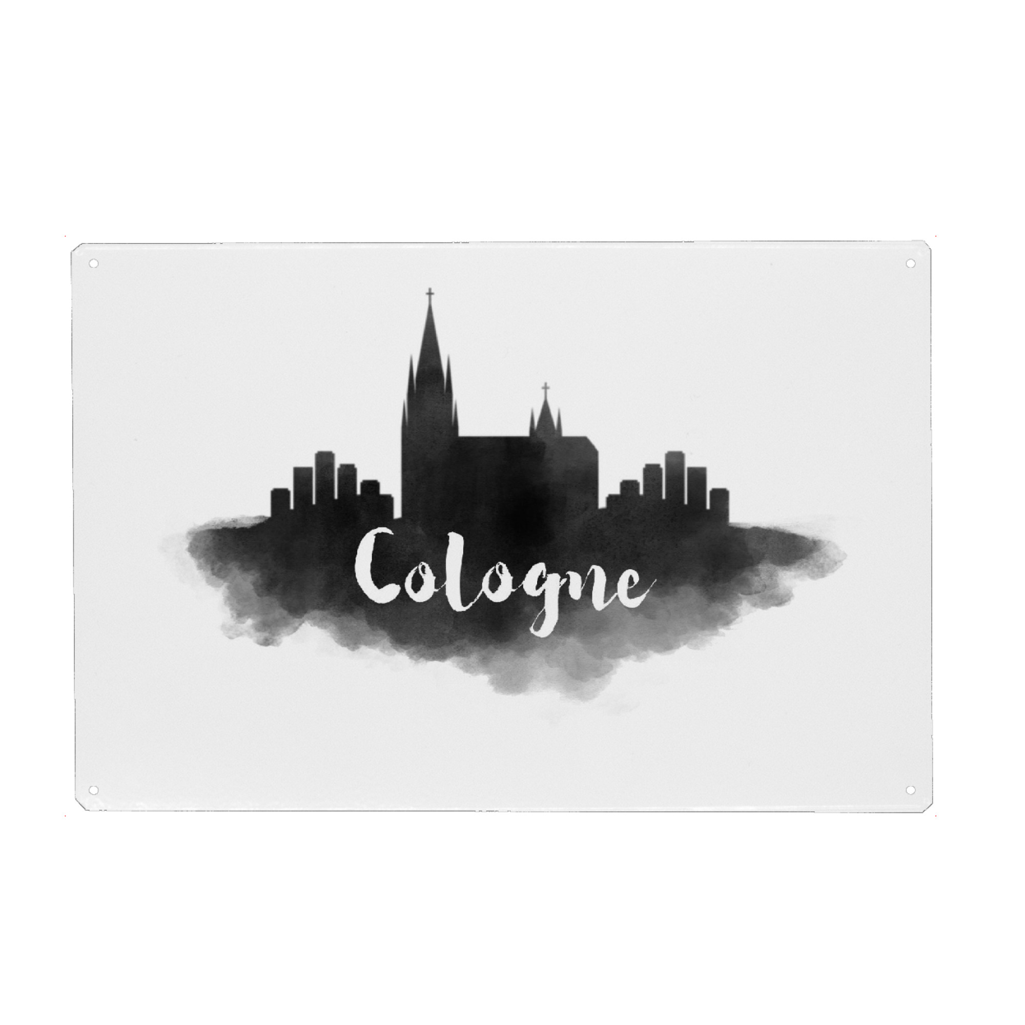 Metall Poster "Watercolor Cologne City Skyline" artboxONE - Städte,Städte / Köln