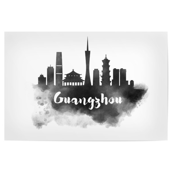 Poster 30x20 cm "Watercolor Guangzhou Skyline" artboxONE - Städte - Watercolor,Guangzhou,Skyline,City,China,Wasserfarbe,Shilouette,Stadt,Wolkenkratzer