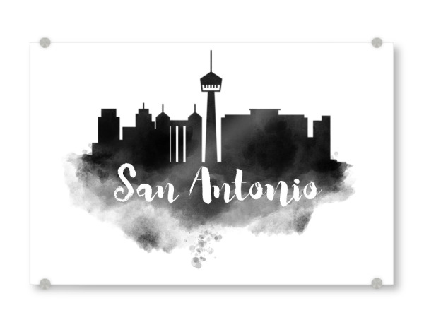 Acrylglasbild "Watercolor San Antonio Skyline" artboxONE - Städte