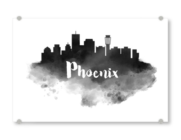 Acrylglasbild "Watercolor Phoenix Skyline" artboxONE - Städte