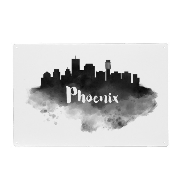 Metall Poster "Watercolor Phoenix Skyline" artboxONE - Städte