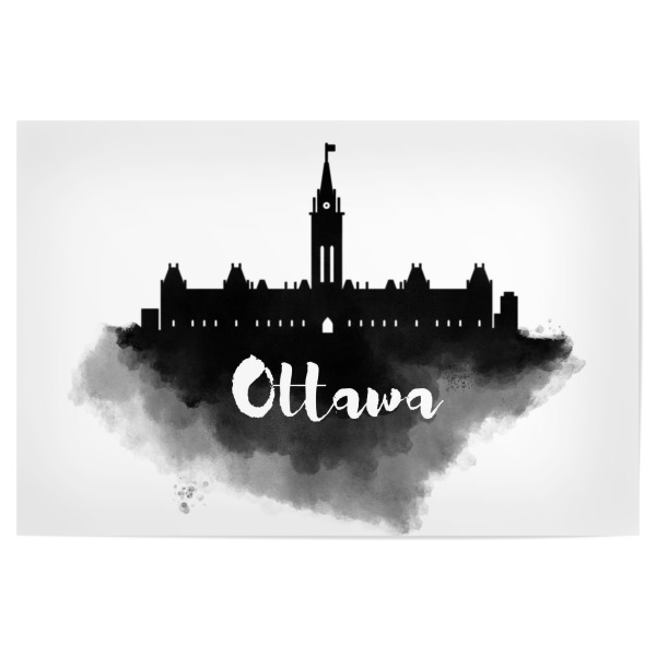 Poster "Watercolor Ottowa Skyline" artboxONE - Städte - Aquarell,Ottowa,Skyline,Wasser,Farbe,Stadt,Kunst,Wasserfarbe,Shilouette,Stadt,Wolkenkratzer