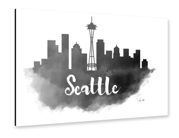 Alu-Dibond "Watercolor Seattle Skyline" 30x20 cm artboxONE