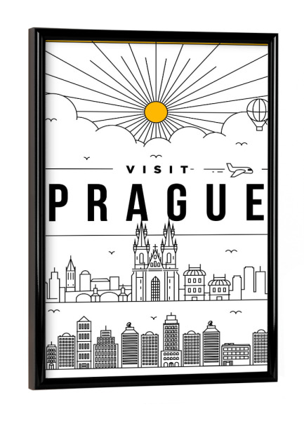 Poster mit schwarzem Rahmen "Linear Prague" artboxONE - Städte,Reise,Schwarzweiß,Reise / Länder,Städte / Prag