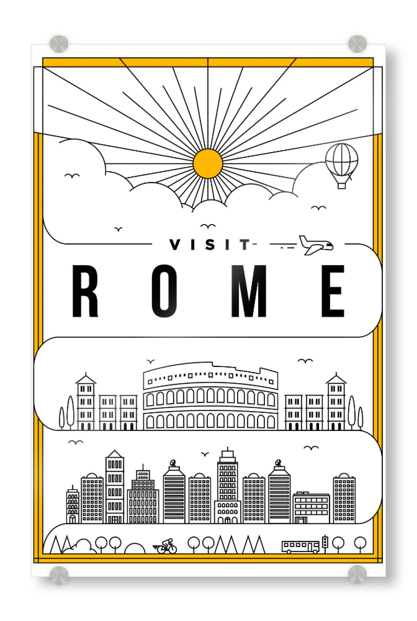 Acrylglasbild "Linear Rome" artboxONE - Städte,Reise,Schwarzweiß,Reise / Länder,Städte / Rom