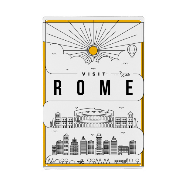 Metall Poster "Linear Rome" artboxONE - Städte,Reise,Schwarzweiß,Reise / Länder,Städte / Rom