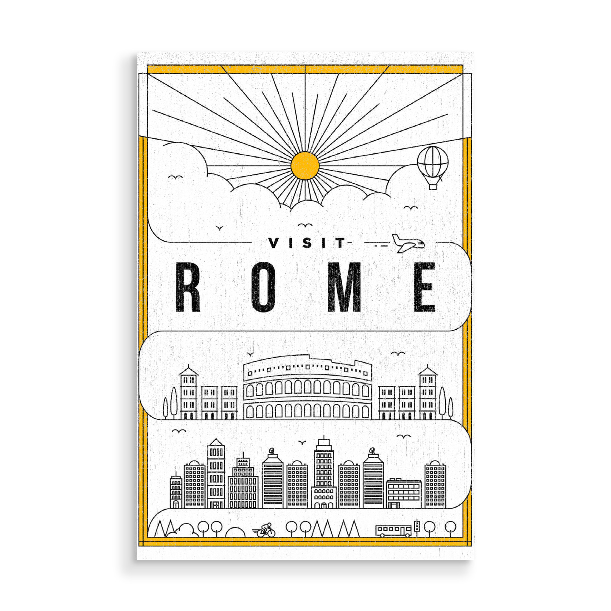 Holzbild "Linear Rome" artboxONE - Städte,Reise,Schwarzweiß,Reise / Länder,Städte / Rom