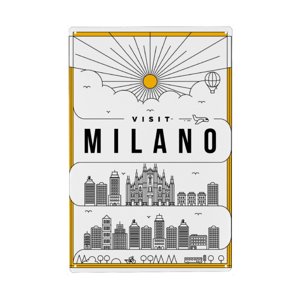 Metall Poster "Linear Milano" artboxONE - Städte,Reise,Schwarzweiß,Reise / Länder,Städte / Mailand