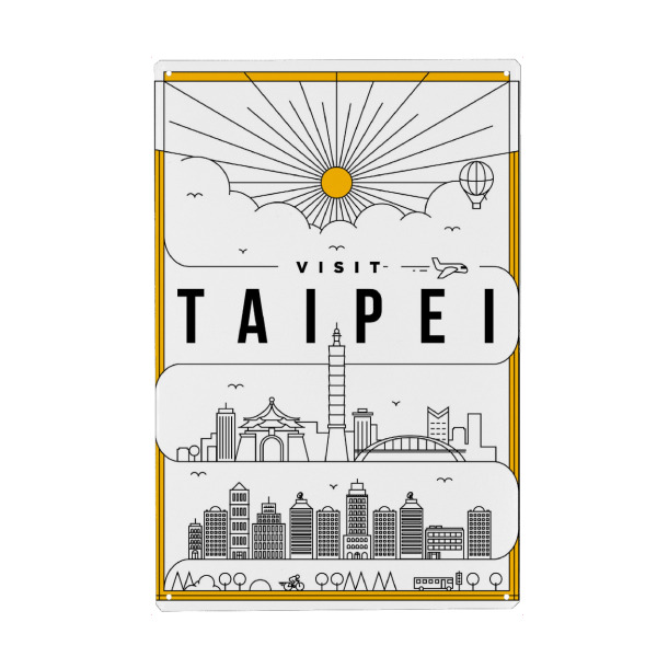 Holzbild "Linear Taipei" artboxONE - Städte - Linear,Taipei,Taiwan,Travel,Design,City,Wasserfarbe,Shilouette,Stadt,Wolkenkratzer,China