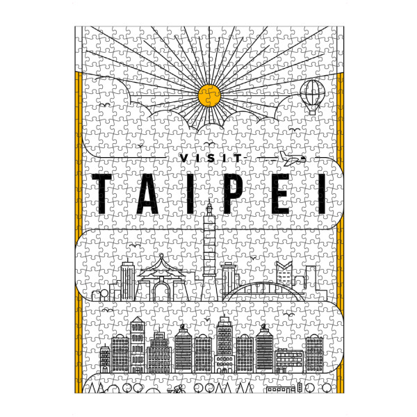 Puzzle Ravensburger "Linear Taipei" artboxONE - Städte - Linear,Taipei,Taiwan,Travel,Design,City,Wasserfarbe,Shilouette,Stadt,Wolkenkratzer,China