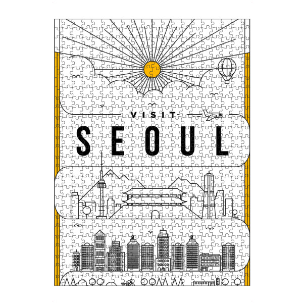Puzzle Ravensburger "Linear Seoul" artboxONE - Städte - Linear,Seoul,South korea,Korea,Design,Icon,Wasserfarbe,Shilouette,Stadt,Wolkenkratzer