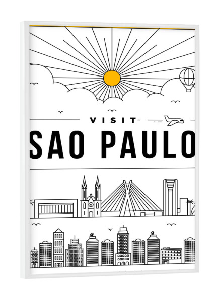 Poster mit weißem Rahmen "Linear Sao Paulo Poster" artboxONE - Städte