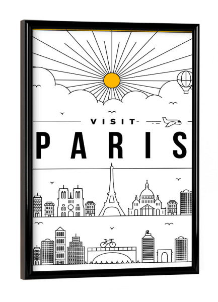 Poster mit schwarzem Rahmen "Linear Paris" artboxONE - Städte,Städte / Paris