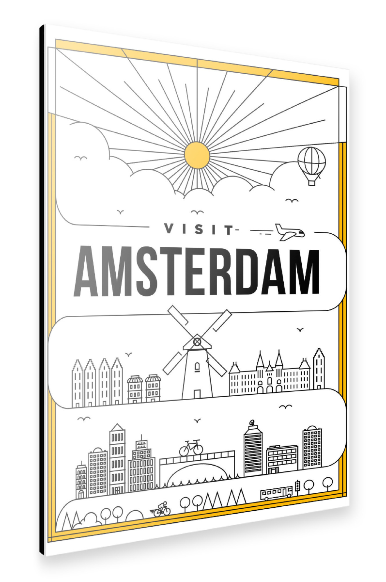 Alu-Dibond "Linear Amsterdam Poster" 30x20 cm artboxONE