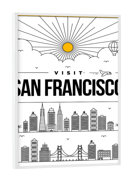 Poster mit weißem Rahmen "Linear San Francisco" artboxONE - Städte,Schwarzweiß,Städte / San Francisco