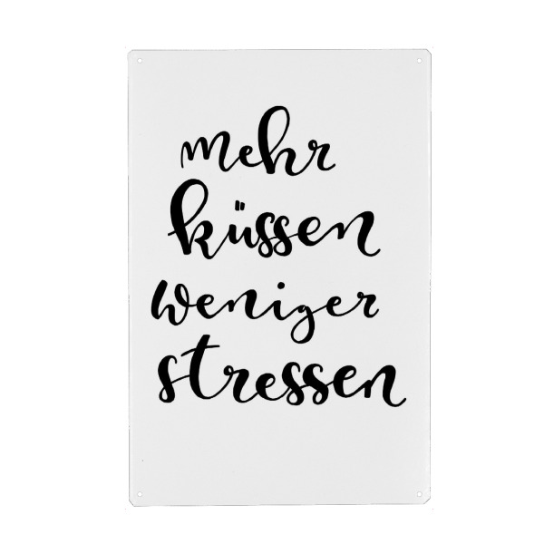Holzbild "Mehr Küssen" artboxONE - Typografie,Schwarzweiß,Liebe,Festivals - Typography,Handletterring,Küssen,Liebe