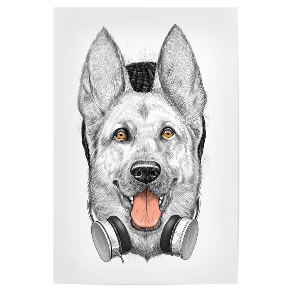 Poster 30x20 cm "German shepherd dog" artboxONE - Für Kinder,Tiere,Schwarzweiß,Musik,Festivals