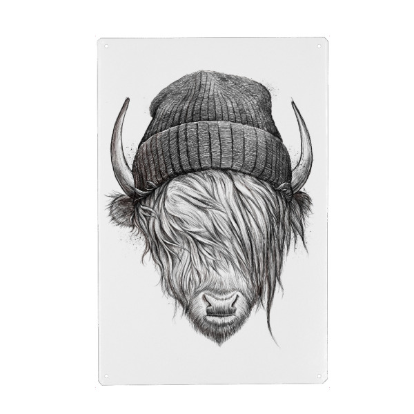 Holzbild "Highland cattle" artboxONE - Natur,Tiere,Schwarzweiß,Festivals