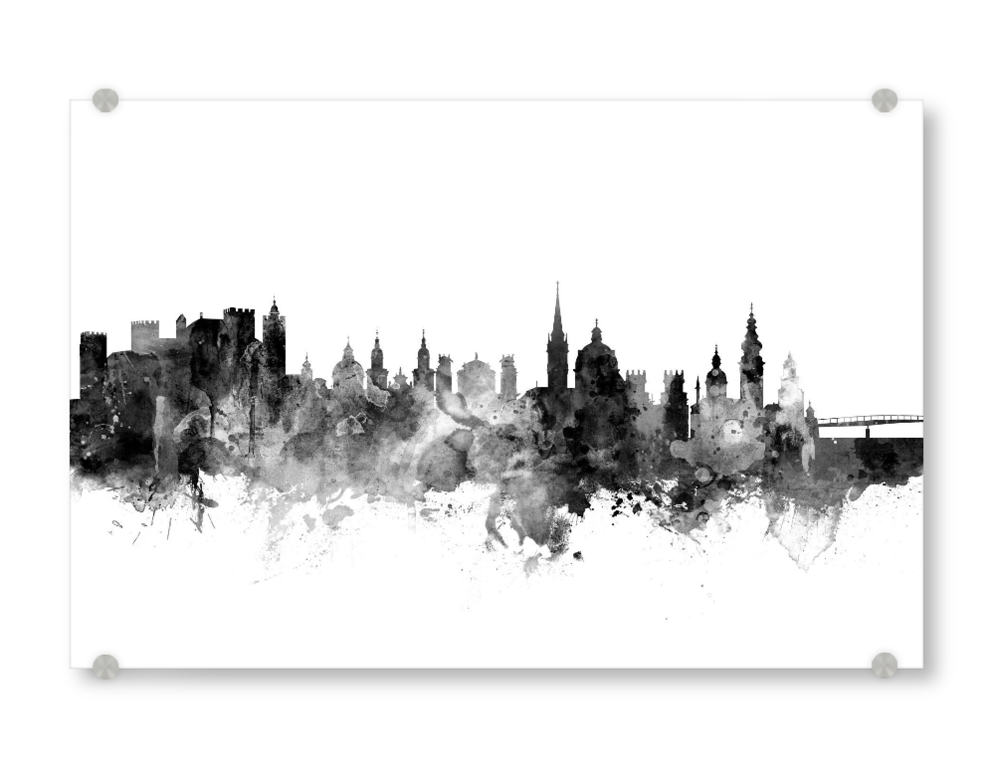 Acrylglasbild "Salzburg Austria Skyline" artboxONE - Städte,Reise,Schwarzweiß
