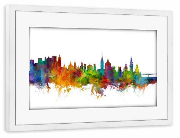 Poster mit Rahmen weiß "Salzburg Austria Skyline 2" artboxONE - Städte,Reise