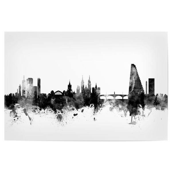 Poster "Basel Schweiz Skyline S/W" artboxONE - Städte,Reise,Schwarzweiß