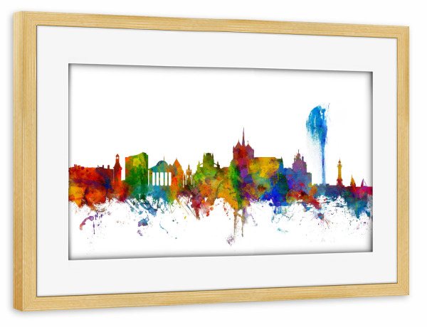 Poster mit Rahmen kiefer "Geneva Switzerland Skyline 2" artboxONE - Städte,Reise
