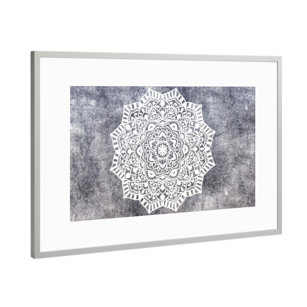 Poster mit Rahmen Silber "Fancy Boho Mandala" artboxONE - Abstrakt,Geometrie - Mandala,Boho,Abstrakt,Geometrie,Formen,Bunt