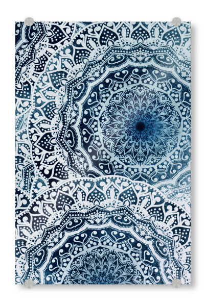 Acrylglasbild "BOHOCHIC GIRL MANDALAS in BLUE" artboxONE - Geometrie - Mandala,Bohemian,Kreise,Blau