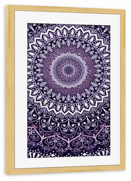 Poster mit Rahmen kiefer "MAXIMALIST MANDALA IN PURPLE" artboxONE - Geometrie - Mandala,Lila,Violett,Kreise