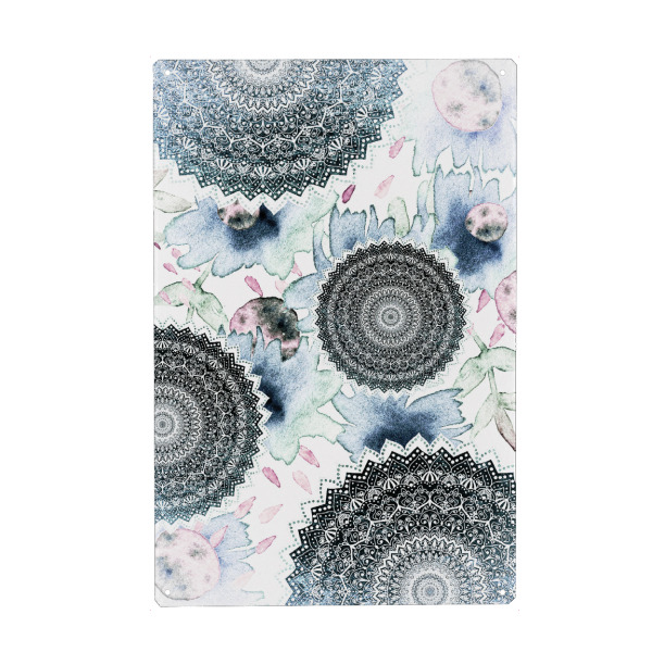 Holzbild "BLOOM MANDALAS IN BLUE" artboxONE - Floral,Geometrie - Bohemian,Mandala,Floral,Pattern,Watercolor,Wasserfarben,Kreise,Rund,Blumen