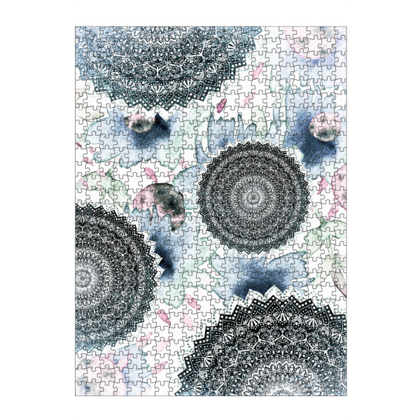 Puzzle Ravensburger "BLOOM MANDALAS IN BLUE" artboxONE - Floral,Geometrie - Bohemian,Mandala,Floral,Pattern,Watercolor,Wasserfarben,Kreise,Rund,Blumen