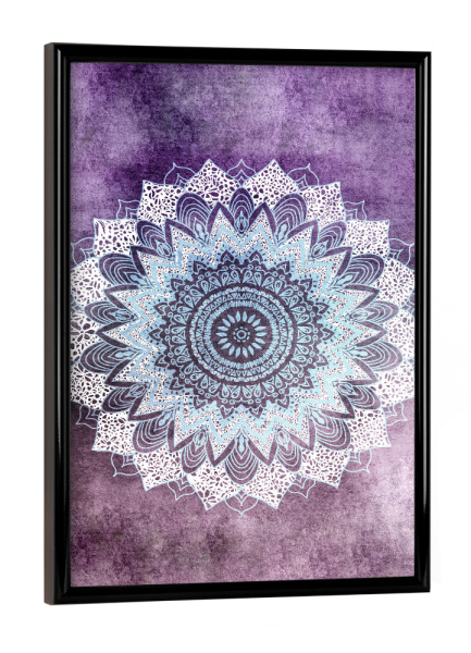 Poster mit schwarzem Rahmen "BOHOCHIC MANDALA IN PURPLE" artboxONE - Geometrie