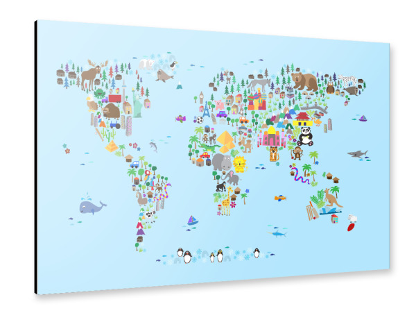 Alu-Dibond "Animal Map of the World V" 30x20 cm artboxONE