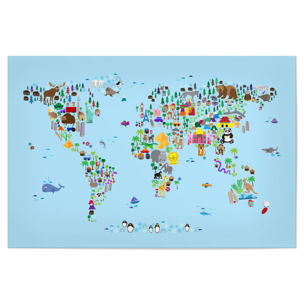 Poster "Animal Map of the World V" artboxONE - Für Kinder,Kartografie