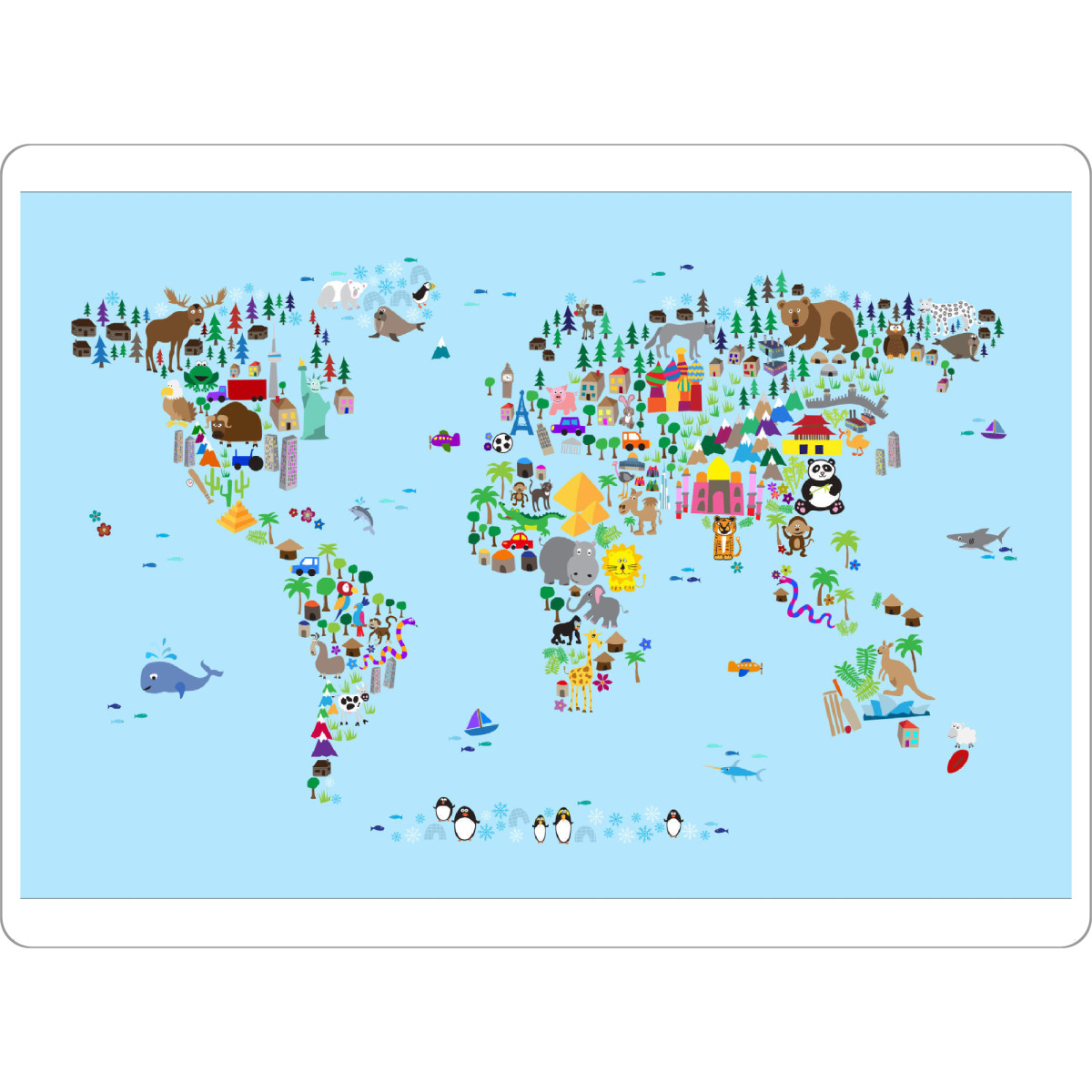 Tischset "Animal Map of the World V" artboxONE - Für Kinder,Kartografie